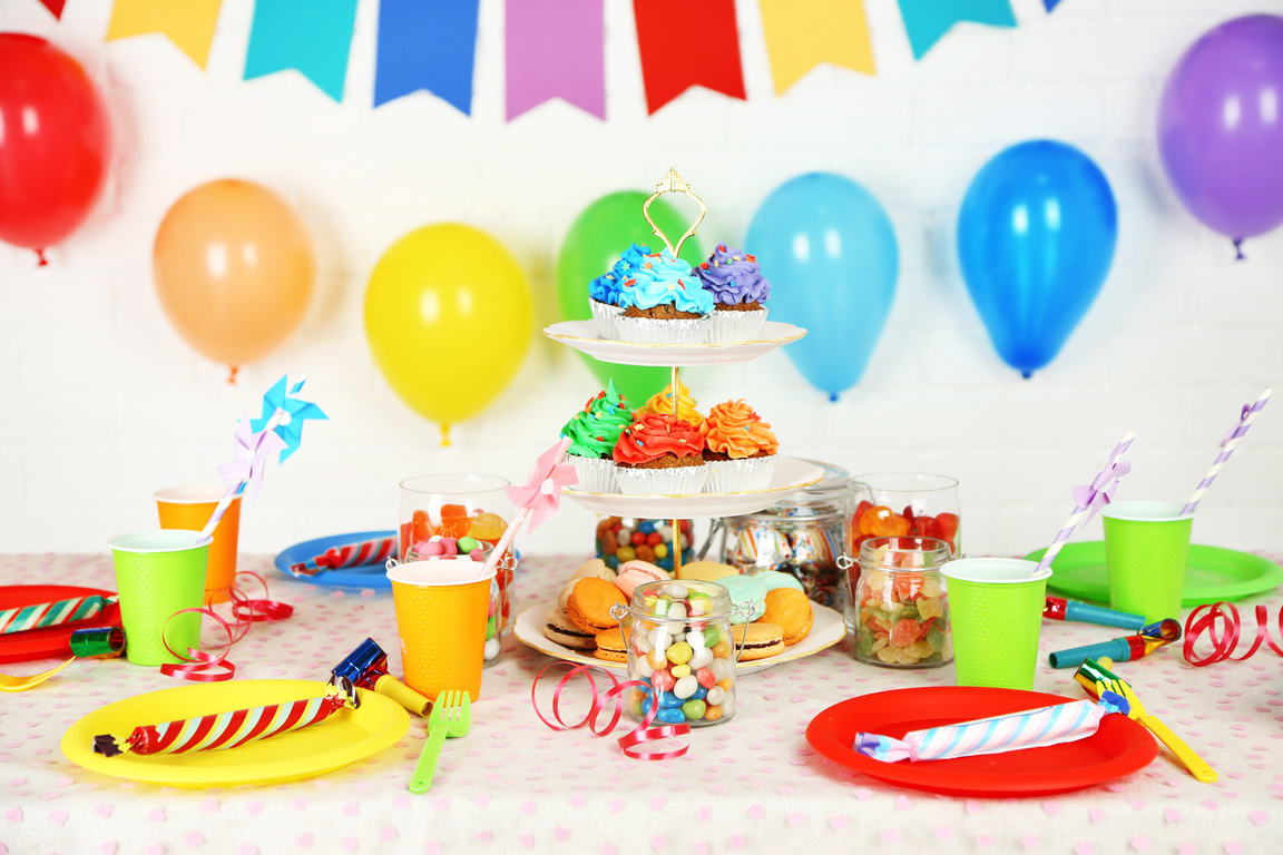 Prepared Birthday Table with Sweets for Children's Party